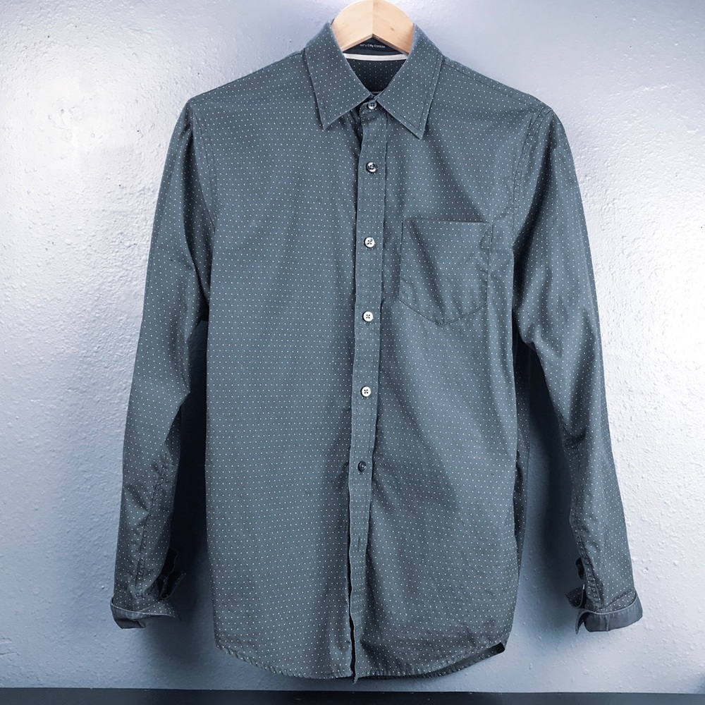 Microdot Dark Grey Button Down Shirt